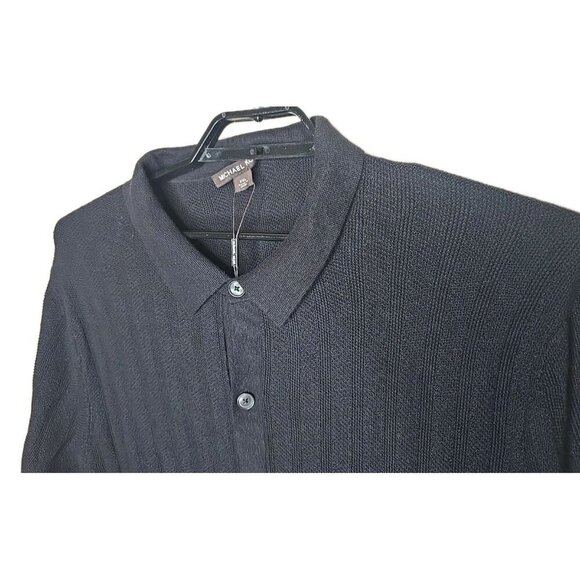 Michael Kors Sweater Shirt Men's Size XXL Black Button Up Short Sleeve t72 - Picture 2 of 8